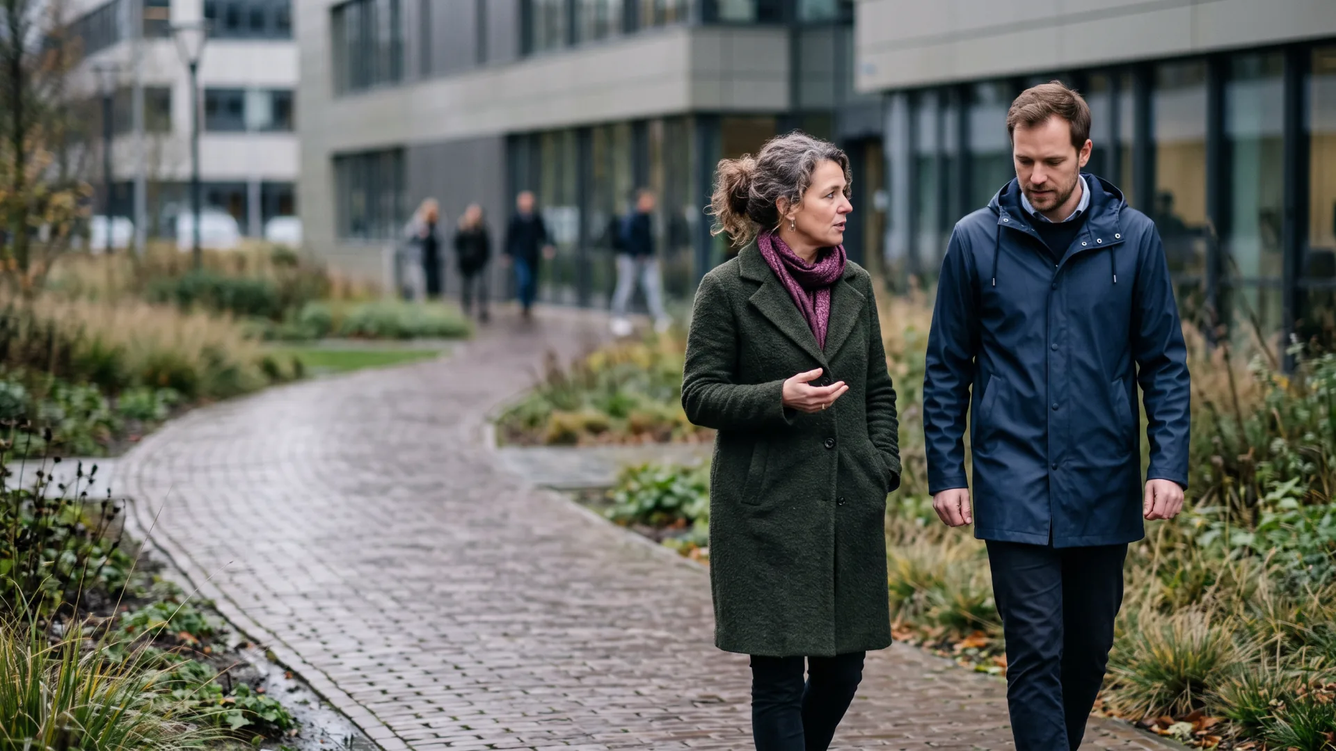 Een coach luistert aandachtig tijdens een persoonlijk gesprek in een lichte, rustige ruimte.